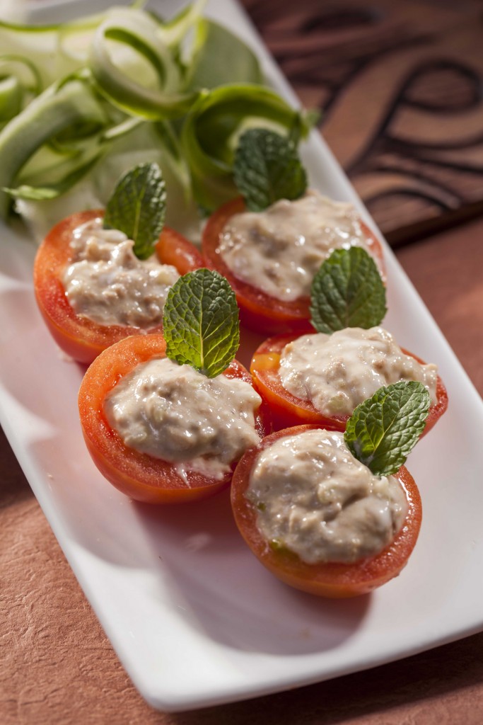 Dressed Tuna Flakes in Tomato Cups