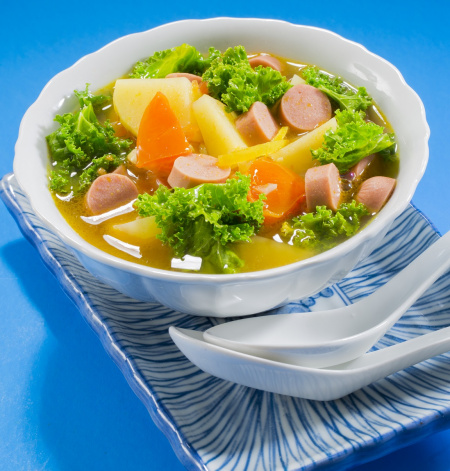 Potato and Kale Soup with Chicken Sausage